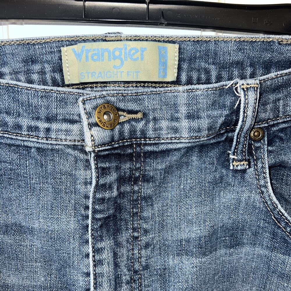 Wrangler Straight Fit Flex Jeans Mens 38/30 faded blue Pants 95GRTDU - Picture 2 of 8